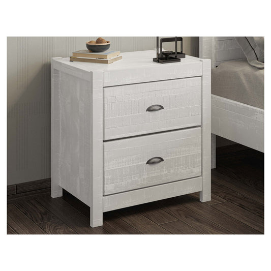 Yes4wood Albany 3 Piece Full Bed Set, Heavy Duty Solid Wood Full Size Bed Frame with Bedside Table Set of 2, White