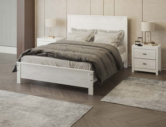 Yes4Wood Albany White Solid Wood Queen Bed Frame with Headboard