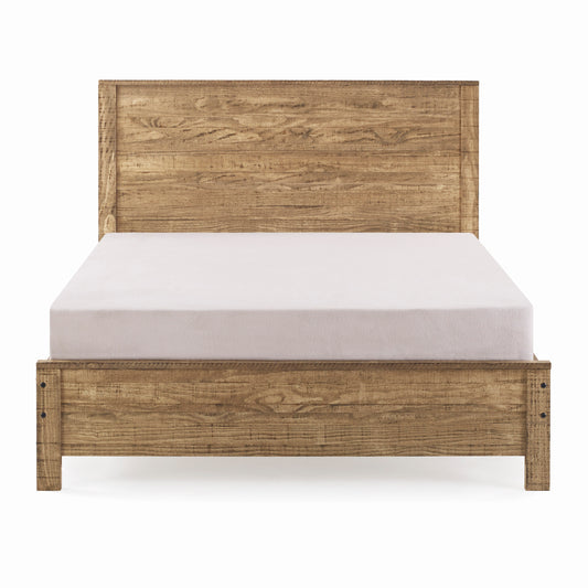 Yes4Wood Albany Walnut Solid Wood Queen Bed Frame with Headboard