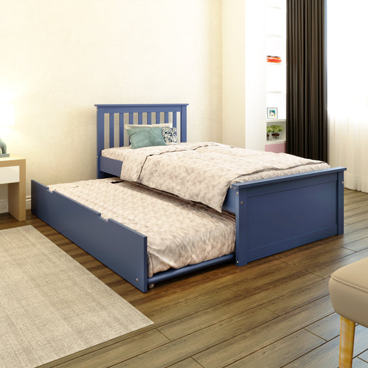 Yes4Wood Malibu Blue Solid Wood Twin Bed with Trundle