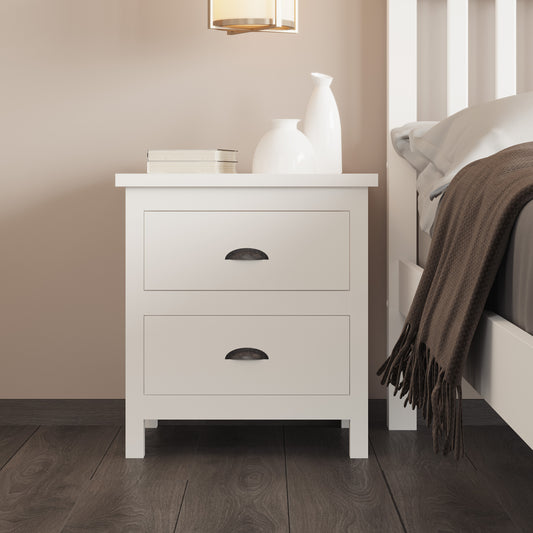 Yes4Wood White Solid Wood White Nightstand with Drawer