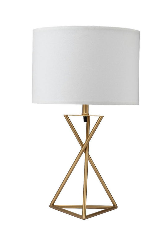 26.25" Tall "Ester" Mid-Century Metal Table Lamp, Hourglass Design, Matte Gold