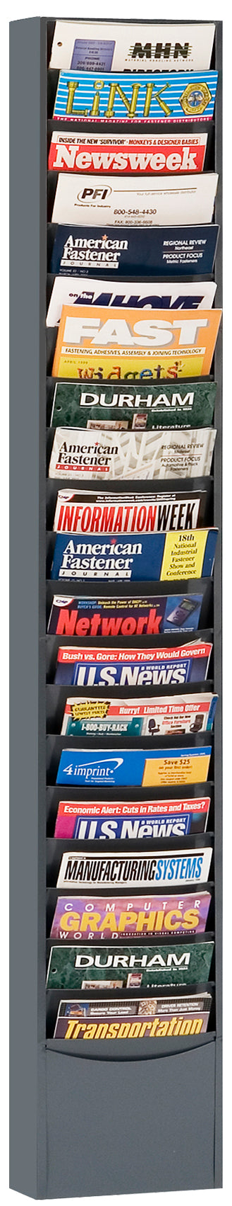 Durham Mfg Literature Rack, 20 Large Pockets, Gray