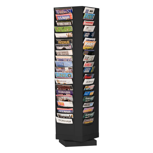 Durham Mfg Rotary Literature Rack, 80 Pockets, Black