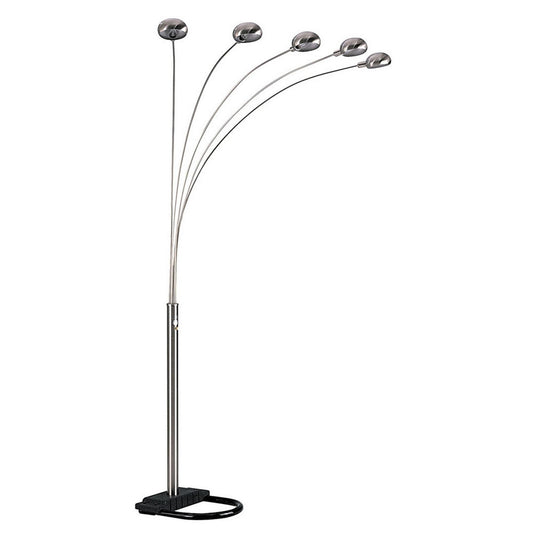 84" Tall Metal Floor Lamp with Satin Nickel finish and 5 adjustable Arch Arms