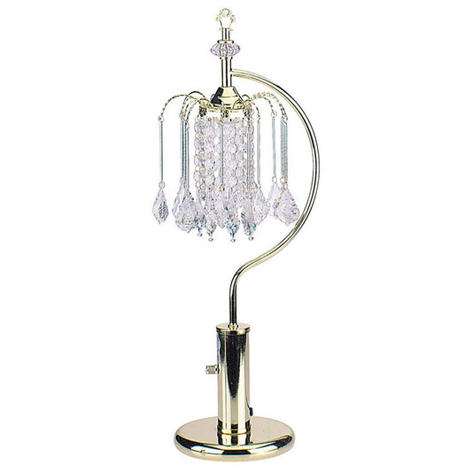 27" Tall Metal Table Lamp with Gold finish, Crystal Chandelier Design