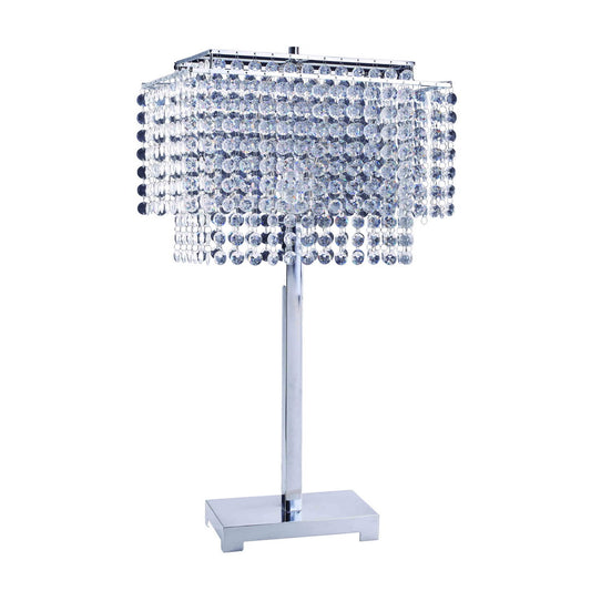 28" Tall Metal Table Lamp, Crystal Shade
