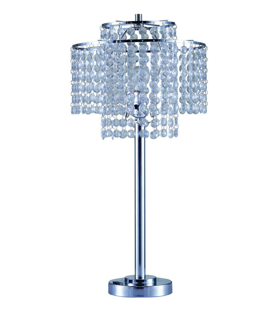 26" Tall" Holly Glam" 2-Tiered Table Lamp with Charging and USB Port, Silver