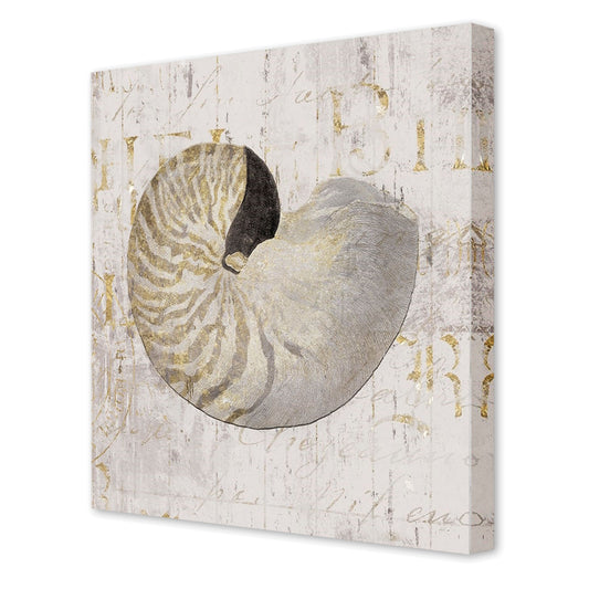 Golden Vintage Shell II, Fine Art Giclee Print on Gallery Wrap Canvas, 30" x 30"