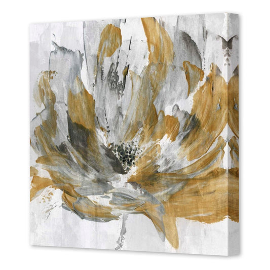 Golden Flower Power, Fine Art Giclee Print on Gallery Wrap Canvas, 30" x 30"