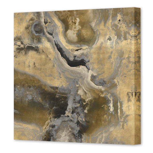 Stone With Gold And Gray II, Fine Art Giclee Print on Gallery Wrap Canvas, 30" x 30"