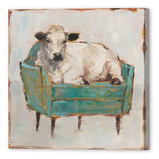 Moo-Ving In I, Fine Art Giclee Print on Gallery Wrap Canvas, 30" x 30"