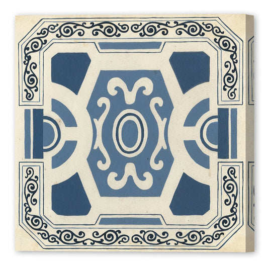 Indigo Motif V, Fine Art Giclee Print on Gallery Wrap Canvas, 30" x 30"