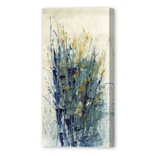 Indigo Floral II, Fine Art Giclee Print on Gallery Wrap Canvas, 30" x 56"