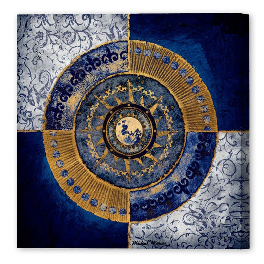 Gold And Shapphire Moon Dial II, Fine Art Giclee Print on Gallery Wrap Canvas, 24" x 24"