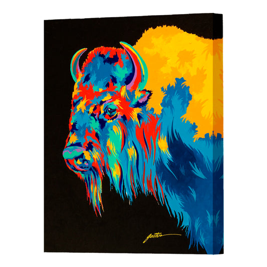 Yellowstone Bison, Fine Art Giclee Print On Gallery Wrap Canvas, 32" x 24"
