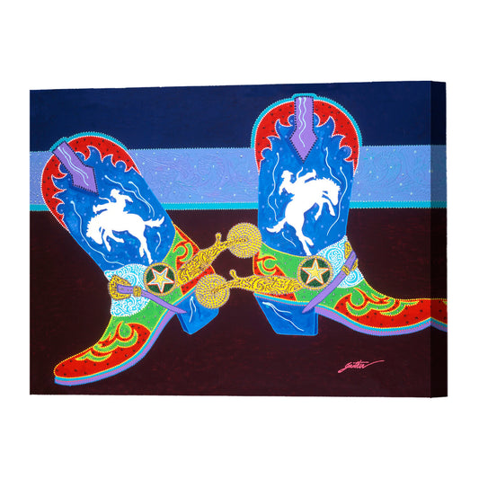Retro Cowboy, Fine Art Giclee Print On Gallery Wrap Canvas, 24" x 32"