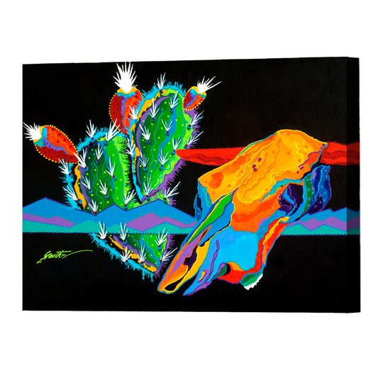 Steer Skull, Fine Art Giclee Print On Gallery Wrap Canvas, 32" x 40"