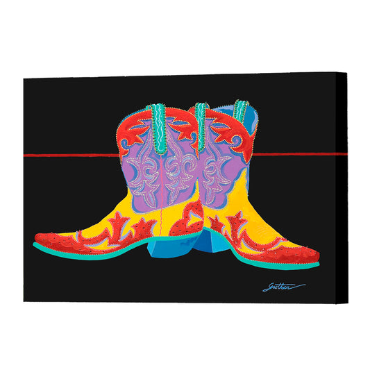 Honkey Tonk Boots, Fine Art Giclee Print On Gallery Wrap Canvas, 24" x 32"