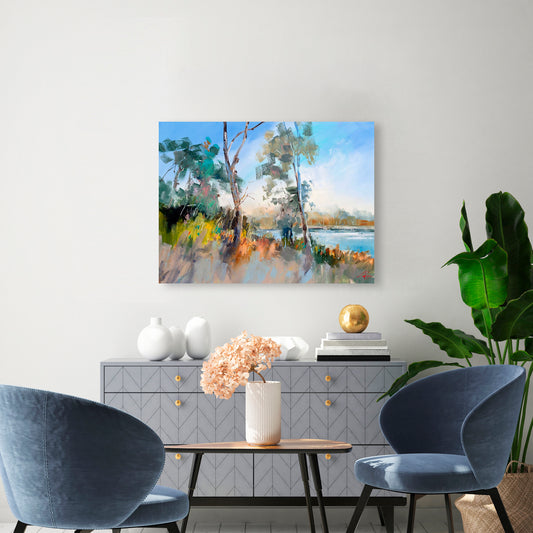 Around The Lake, Aspendale, Fine Art Giclee Print On Gallery Wrap Canvas, 30" x 40"