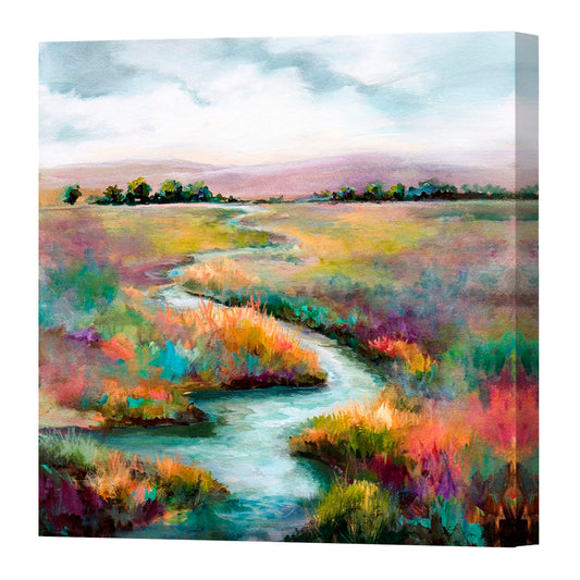 Meandering Stream, Fine Art Giclee Print On Gallery Wrap Canvas, 24" x 24"