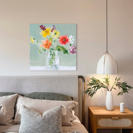 Wild About Wildflowers, Fine Art Giclee Print On Gallery Wrap Canvas, 36" x 36"