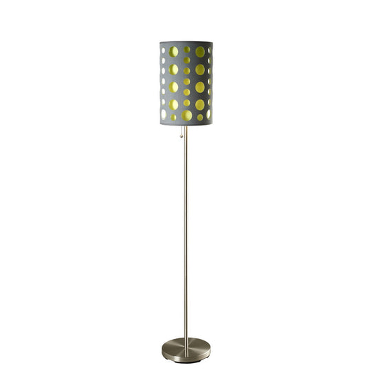 66" Tall Metal Floor Lamp, Retro design with Grey and Green Shade