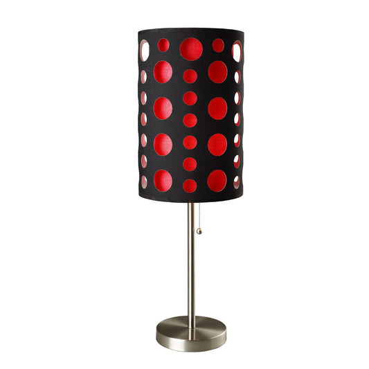 33" Tall Metal Table Lamp, Retro design with Black and Red Shade