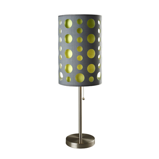 33" Tall Metal Table Lamp, Retro design with Grey and Green Shade