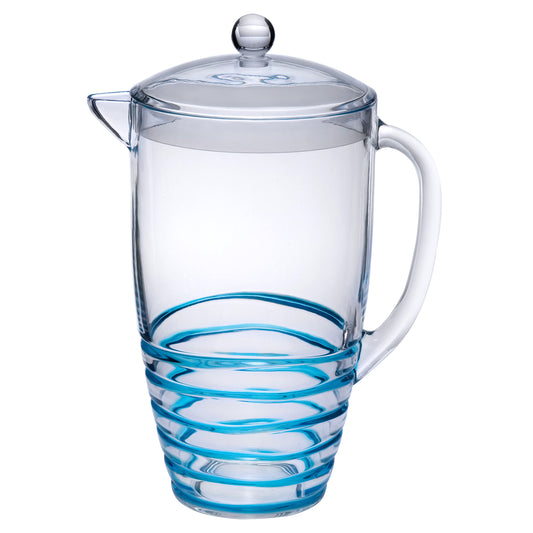 Swirl Plastic Water Pitcher with Lid, 2.5 Qt, BPA-Free, Blue