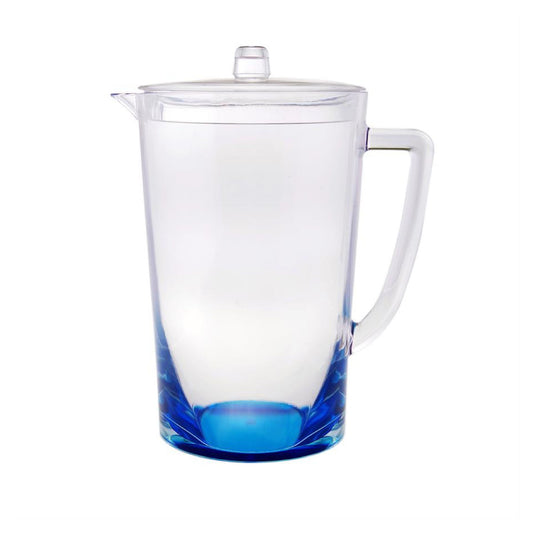 Oval Halo Plastic Water Pitcher with Lid, 2.75 Qt, Blue
