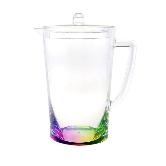 Oval Halo Plastic Water Pitcher with Lid, 2.75 Qt, Rainbow Design