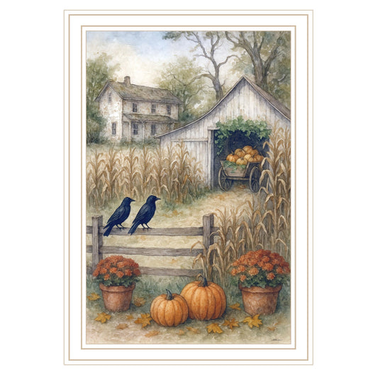 "Autumn at the Farmhouse" by Anthony Smith, Ready to Hang Framed Print, White Frame