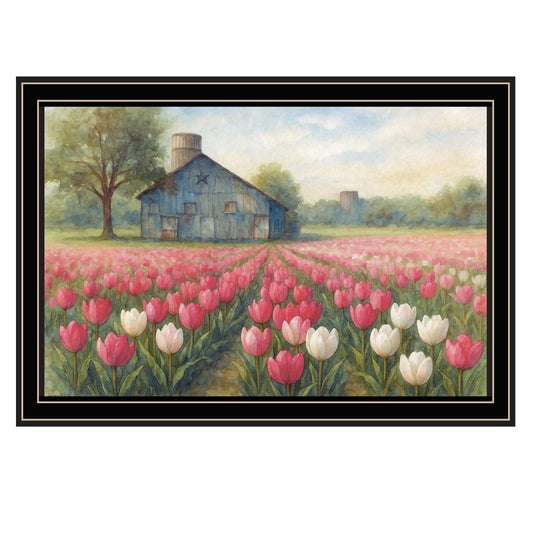 "Springtime Tulips" by Anthony Smith, Ready to Hang Framed Print, Black Frame