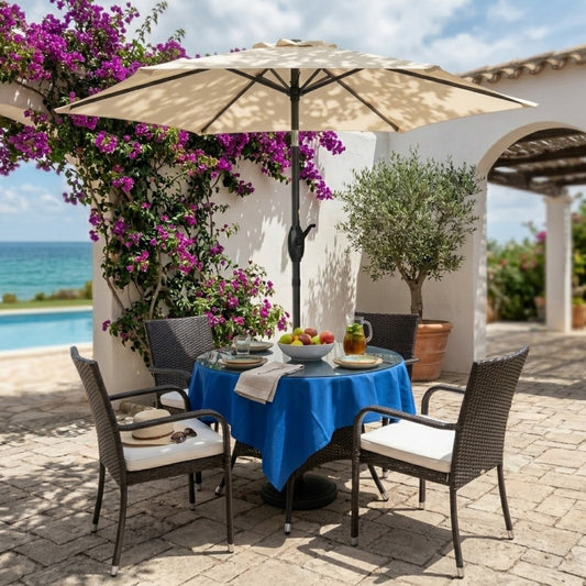 7.5FT Patio Market Table Umbrella, UV-Resistant Canopy and Tilt Button, Beige