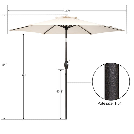 7.5FT Patio Market Table Umbrella, UV-Resistant Canopy and Tilt Button, Beige