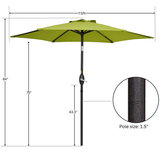 7.5FT Patio Market Table Umbrella, UV-Resistant Canopy and Tilt Button, Lemon Green