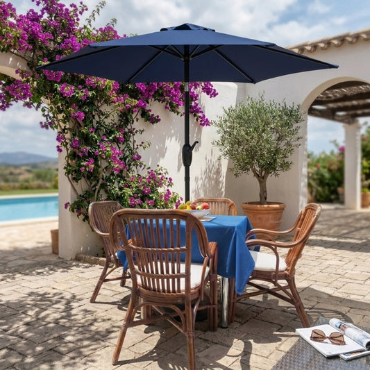 7.5FT Patio Market Table Umbrella, UV-Resistant Canopy and Tilt Button, Navy Blue