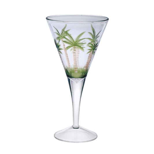Palm Tree V-Shaped Acrylic Wine Glasses Set of 4, 14oz, Palm Tree Design