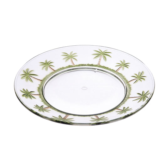 Palm Tree Acrylic Dinner Plates Set of 4, 9 Inch, BPA-Free, Palm Tree Design