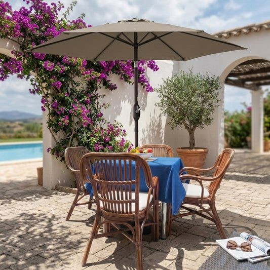 7.5FT Patio Market Table Umbrella, UV-Resistant Canopy and Tilt Button, Taupe