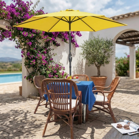 7.5FT Patio Market Table Umbrella, UV-Resistant Canopy and Tilt Button, Yellow