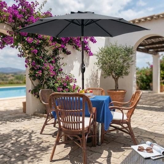 7.5FT Patio Market Table Umbrella, UV-Resistant Canopy and Tilt Button, Dark Gray