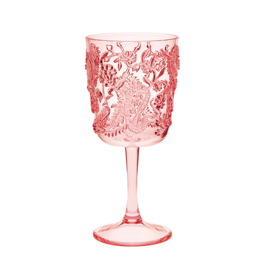 Paisley Acrylic Wine Glasses Set of 4, 13oz, BPA-Free, Pink