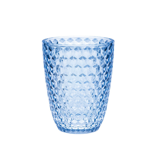 Diamond Cut Acrylic Drinking Glasses Set of 4, 12oz, BPA-Free, Blue