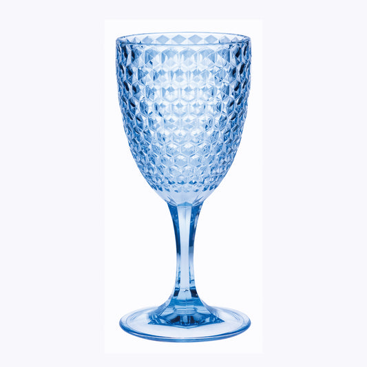 Diamond Cut Acrylic Wine Glasses Set of 4, 12oz, BPA-Free, Blue