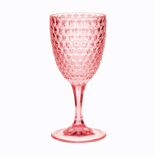 Diamond Cut Acrylic Wine Glasses Set of 4, 12oz, BPA-Free, Pink