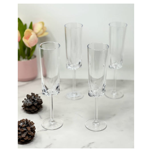 Oval Halo Champagne Flutes Set of 4, 4oz, Clear