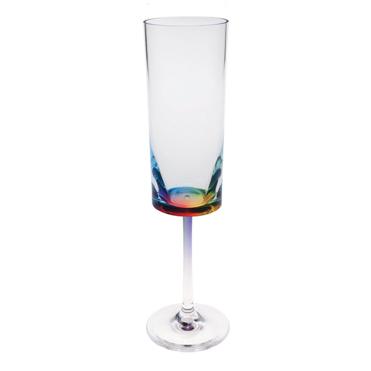 Oval Halo Champagne Flutes Set of 4, 4oz, Rainbow Design