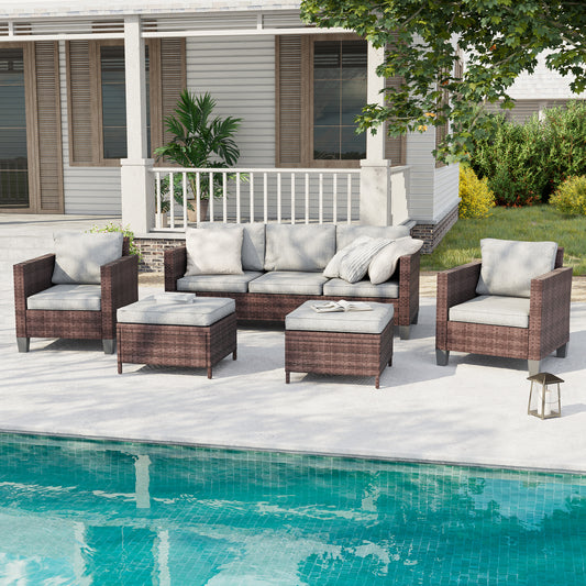 Sonkuki 5-Piece Outdoor Patio Conversation Set Widened Back and Arm (AS-PS-115BLY)
